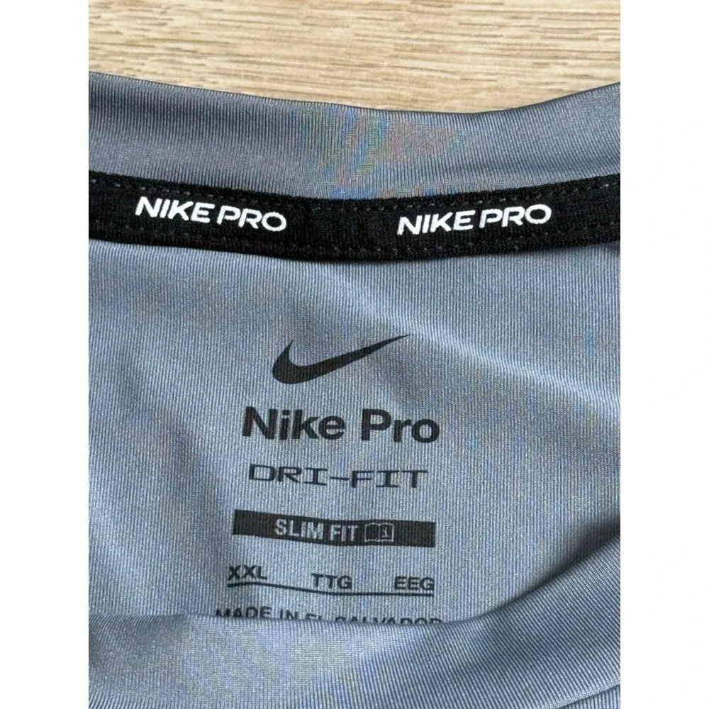 EUC Mens Nike Pro dri fit slim fit gray long sleeve athletic tshirt size XXL